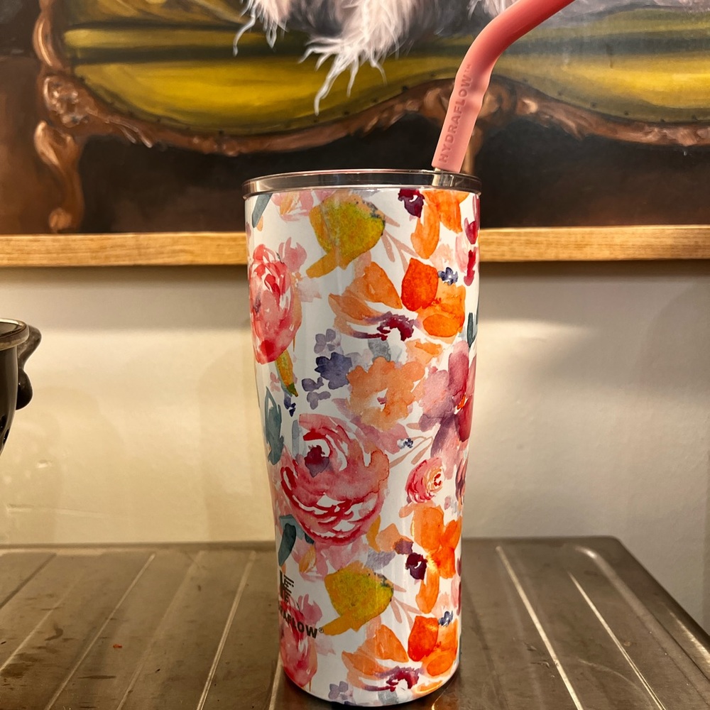 Hydra flow floral watercolor tumbler